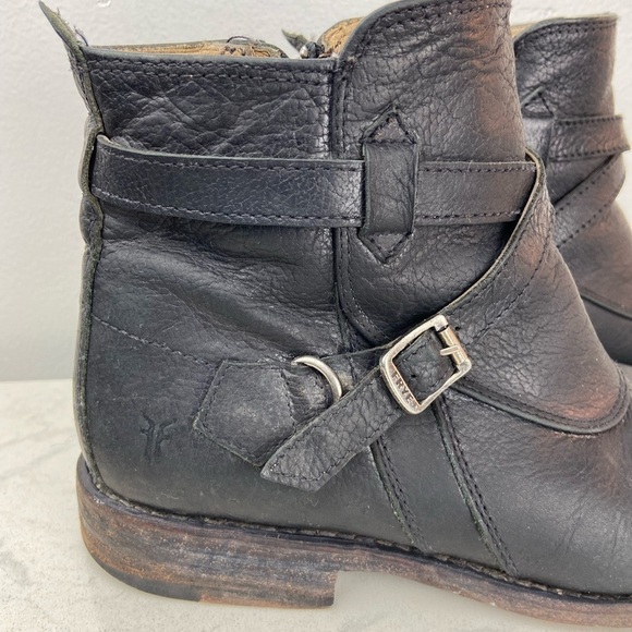 FRYE JAYDEN CROSS STRAP Black Leather Boots - Picture 15 of 16